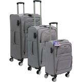 Es Polo Trip Gri Kabin (Küçük) Orta ve Büyük Boy Üçlü Carry-On Lüks Kumaş Valiz Seti ES0001 - Üçlü Set
