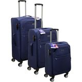 Es Polo Trip Lacivert Kabin (Küçük) Orta ve Büyük Boy 3'lü Carry-On Lüks Kumaş Valiz Seti ES0011 - Üçlü Set