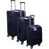Es Polo Trip Lacivert Kabin (Küçük) Orta ve Büyük Boy 3'lü Carry-On Lüks Kumaş Valiz Seti ES0015 - Üçlü Set