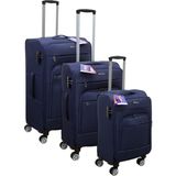Es Polo Trip Lacivert Kabin (Küçük) Orta ve Büyük Boy 3'lü Carry-On Lüks Kumaş Valiz Seti ES0043 - Üçlü Set