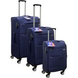 Es Polo Trip Lacivert Kabin (Küçük) Orta ve Büyük Boy 3'lü Carry-On Lüks Kumaş Valiz Seti ES0052 - Üçlü Set