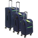Es Polo Trip Lacivert Kabin (Küçük) Orta ve Büyük Boy Üçlü Carry-On Lüks Kumaş Valiz Seti ES0055 - Üçlü Set