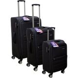 Es Polo Trip Siyah Kabin (Küçük) Orta ve Büyük Boy 3'lü Carry-On Lüks Kumaş Valiz Seti ES0015 - Üçlü Set