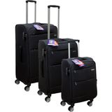 Es Polo Trip Siyah Kabin (Küçük) Orta ve Büyük Boy 3'lü Carry-On Lüks Kumaş Valiz Seti ES0052 - Üçlü Set