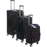 Es Polo Trip Siyah Kabin (Küçük) Orta ve Büyük Boy Üçlü Carry-On Lüks Kumaş Valiz Seti ES0001 - Üçlü Set