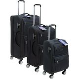 Es Polo Trip Siyah Kabin (Küçük) Orta ve Büyük Boy Üçlü Carry-On Lüks Kumaş Valiz Seti ES0003 - Üçlü Set