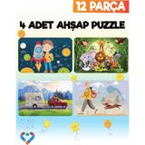 Esa Kids 12 Parçalı Montessori Eğitici Ahşap Puzzle 3-4 Yaş İçin Eğlenceli Tasarım ve Geliştirici Oyun