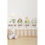 Esakids Tren Ve Hayvanlar Temalı Sticker – Çocuk Odası Duvar Süsü – 30X100 Cm Eğlenceli Sticker Seti 100 X 30