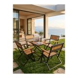 ESAMETAL MOBİLYA 4+1 Metal Gürgen Bahçe Mutfak Balkon Bistro Set Katlanır Masa Sandalye Takımı 60x60masa