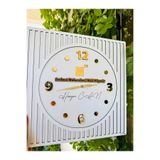 esamore concept 40x40 Cm Kişi Ve Firmalara Özel Beyaz Gold Rakamlı Ahşap Promosyon Ve Hediyelik Duvar Saati