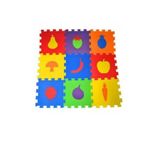 esareticaret Eva Puzzle Sebze ve Meyve Oyun Yer Karosu, 9 Parça, 33 x 33 cm, Karışık Renkler
