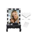 esareticaret Makyaj Masası Aynası, Hollywood Tarzı 10'lu LED Işıklı, USB, Beyaz