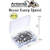 Eşarp İğnesi Beyaz 50 li 1 Paket Türban İğnesi Başörtüsü Toplu İğne Şal Düğün Nikah Nişan Kına Sünnet Takı İğnesi