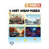 esatoys 12 Parçalı Montessori Ahşap Puzzle – 3-4 Yaş Eğitici Oyuncak