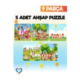 esatoys 9 Parçalı Montessori Ahşap Puzzle Seti – 2‑3 Yaş Eğitsel Oyun