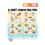 esatoys Montessori 8’li Mega Bul‑tak Seti – 2‑5 Yaş – Ahşap Eğitici Oyuncak
