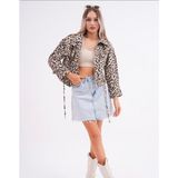 Esb Design Kadın Leoparlı Cepli Mevsimlik Tarz Ceket - Bej - Leopar