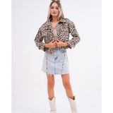 Esb Design Kadın Leoparlı Cepli Mevsimlik Tarz Ceket - L - XL