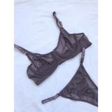 Esberry Balenli Tül Bralet Takım - 80 cm - Koyu Vizon