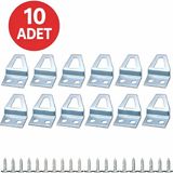 ESBH 10 Adet Kıvrık Model Metal Tablo Kancası | Vidalı Çerçeve & Fotoğraf Askı Aparatı