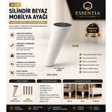 ESBH 12 cm Silindir Beyaz Ayak – Modern Tasarım Mobilya Ayağı Koltuk & Baza Için