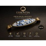 ESBH 128 mm Mavi Mermer Desenli Premium Mobilya Kulpu – Antik Pirinç Dolap ve Çekmece Kulbu - Antik Bakır - Mavi Mermer Desen – Antik Pirinç
