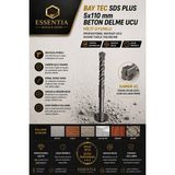 ESBH Bay Tec Sds Plus 5X110 mm Beton Delme Ucu Hilti Uyumlu Profesyonel Matkap Ucu Duvar Tuğla Taş Delme - Gri