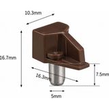 ESBH Kahverengi Cam Raf Pimi 5 mm – Cam, Ahşap ve Metal Dolap Raf Tutucu 25 Adet