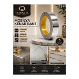 ESBH Kendinden Yapışkanlı Gümüş Krom Dekoratif Şerit Bant 20 mm x 5 Metre - PVC Mobilya, Duvar, Fayans ve Çıta Kenar Bandı