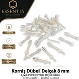 ESBH Korniş Dübeli Delçak 8 mm (500’LÜ) – Çivili Plastik Perde Rayı Dübeli - Beyaz - 500 Adet