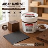 ESBH Koyu Ceviz Ahşap Tamir Macunu Seti 200 gr + 150 Kum Zımpara - Mobilya, Parke ve Ahşap Kapı Çatlak, Delik, Çizik Onarım Dolgu Macunu - 2' li