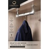 ESBH Krom Dolap Içi Askı Borusu Paslanmaz Metal Oval 60,5cm + Tavan Askı Aparatı 2 Adet + Vida