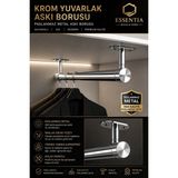 ESBH Krom Yuvarlak Askı Borusu Seti 65,5 cm – Paslanmaz Metal Dolap Içi Elbise Askılık Sistemi