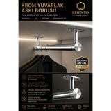 ESBH Krom Yuvarlak Askı Borusu Seti 77 cm – Paslanmaz Metal Dolap Içi Elbise Askılık Sistemi