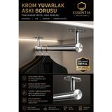 ESBH Krom Yuvarlak Askı Borusu Seti 85 cm – Paslanmaz Metal Dolap Içi Elbise Askılık Sistemi