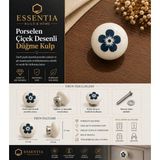 ESBH Porselen Çiçek Desenli Düğme Kulp – Vintage Dekoratif Dolap ve Çekmece Kulpu