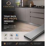 ESBH Tesay Pvc Baza Profili 12 cm Metalik Gri 100 cm – Mutfak Dolabı Süpürgelik Profili