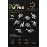 ESBH Vantuzlu Raf Pimi Şeffaf Cam Raf Tutucu Dolap Raf Desteği 25 Adet