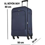 Esbuik Uniseks Körüklü Büyük Boy Kumaş Valiz Bavul - Lacivert