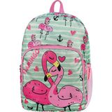 Esbuik Yeni Sezon Flamingo Desenli Suluk Cepli Kız Çocuk Anaokul Kreş Sırt Çantası - MİNT PEMBE