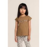 Escabel Kız Bebek Nakışlı Tshirt - Kahverengi - 4 Yaş