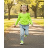 Escabel Kız Çocuk İnce Kaşkorse Sweatshirt – Pamuklu, Esnek ve Rahat Günlük Model - Neon Sarı - 6 Yaş