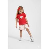 Escabel Kız Çocuk Kalp Detaylı T-Shirt 36230 Kırmızı - 98 cm
