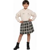 Escabel Kız Çocuk Kapüşonlu Sweat Shirt Ekose Etekli Bej Elbise - 5 Yaş
