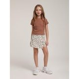 Escabel Kız Çocuk Pamuklu Kolları Kısa Fırfırlı T-Shirt - Kahverengi - 4 - 5 Yaş