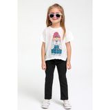 Escabel Mojo Kız Bebek 1-4 Yaş Köpek Baskılı Kısa Kol T-shirt 35326 Ekru - 2 Yaş