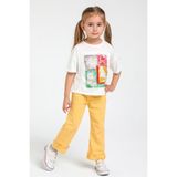 Escabel Mojo Kız Çocuk 1- 5 Yaş Hologram Desenli T-shirt 35452 Ekru