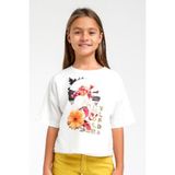 Escabel Mojo Kız Çocuk Baskılı Kısa Kol T-Shirt 35513 Ekru - 12 Yaş