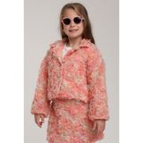 Escabel Premium Pembe Gül Desenli Kız Çocuk Ceket & Etek Takım - Zarif & Şık - 7 Yaş - Çok Renkli