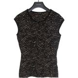 Escada Leopar Desenli Kolsuz Bisiklet Yaka Kazak - M - Vizon